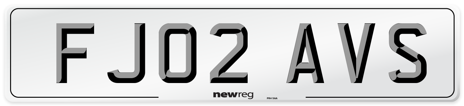 FJ02 AVS Number Plate from New Reg
